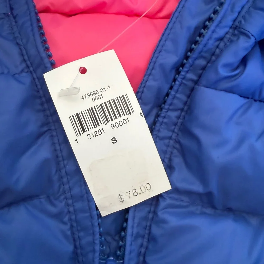 Gap Kids Blue Pink Puffer Jacket Hood Small 6-7 Winter Water Resistant Lined